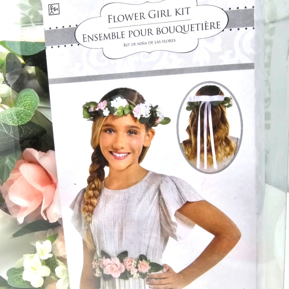 Flower Girl Kit with Floral Headband and Sash New In Box